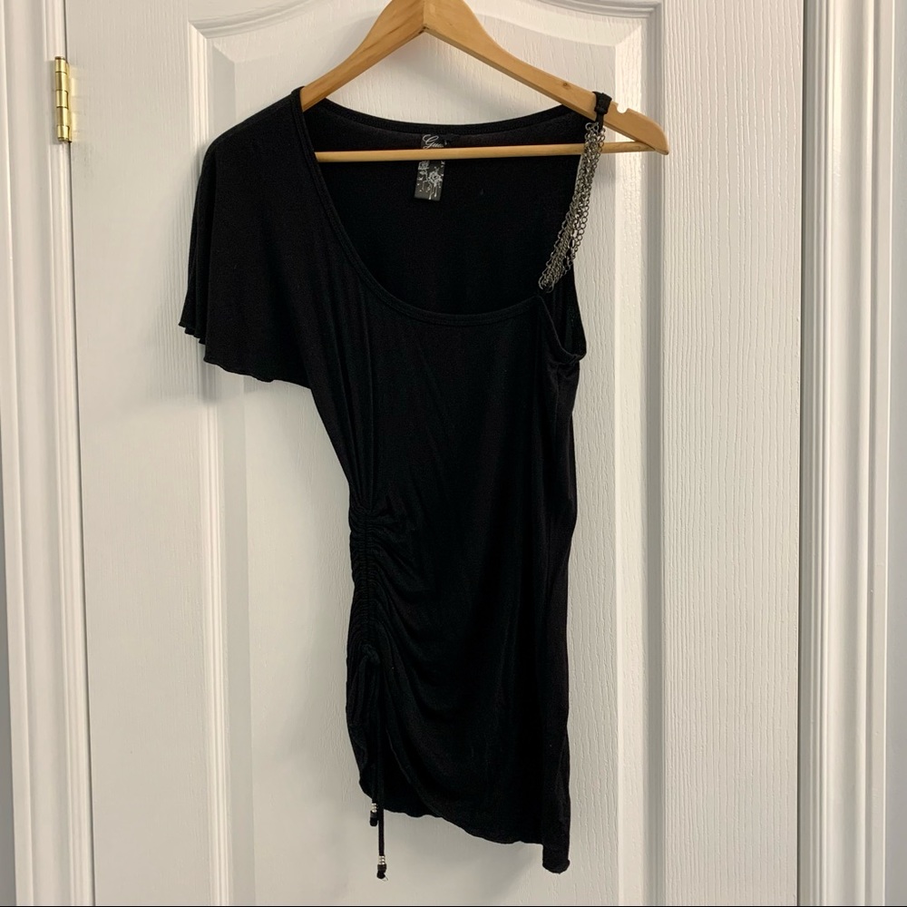 Black Guess One Shoulder Top. Size Small.